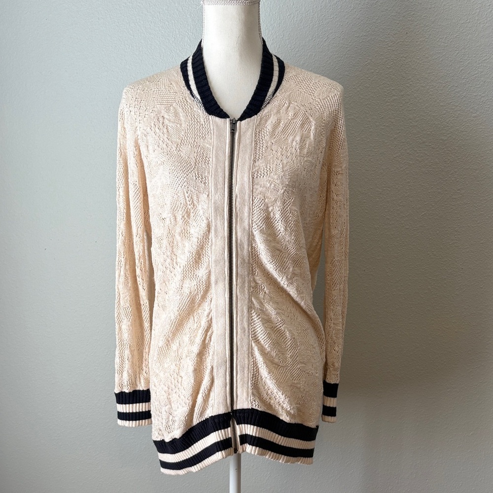Free People | Cream Lace Bomber Jacket
